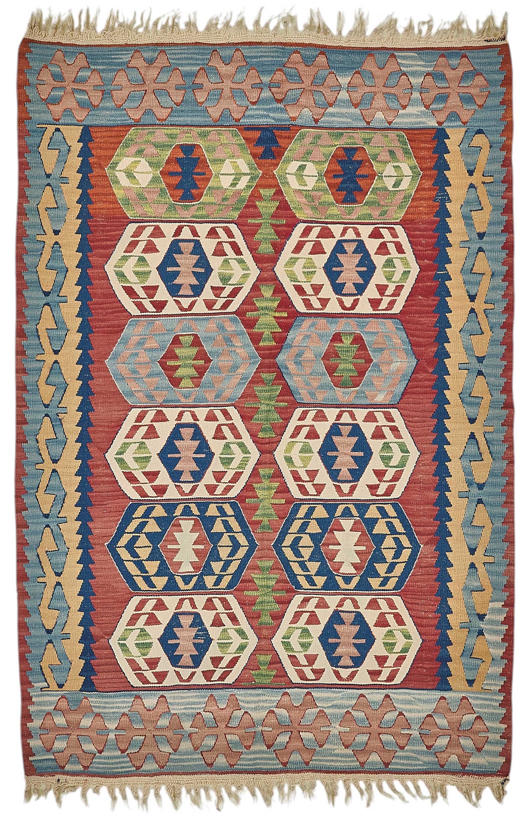 4x5 Handwoven Turkish Wool Kilim Rug - 50331