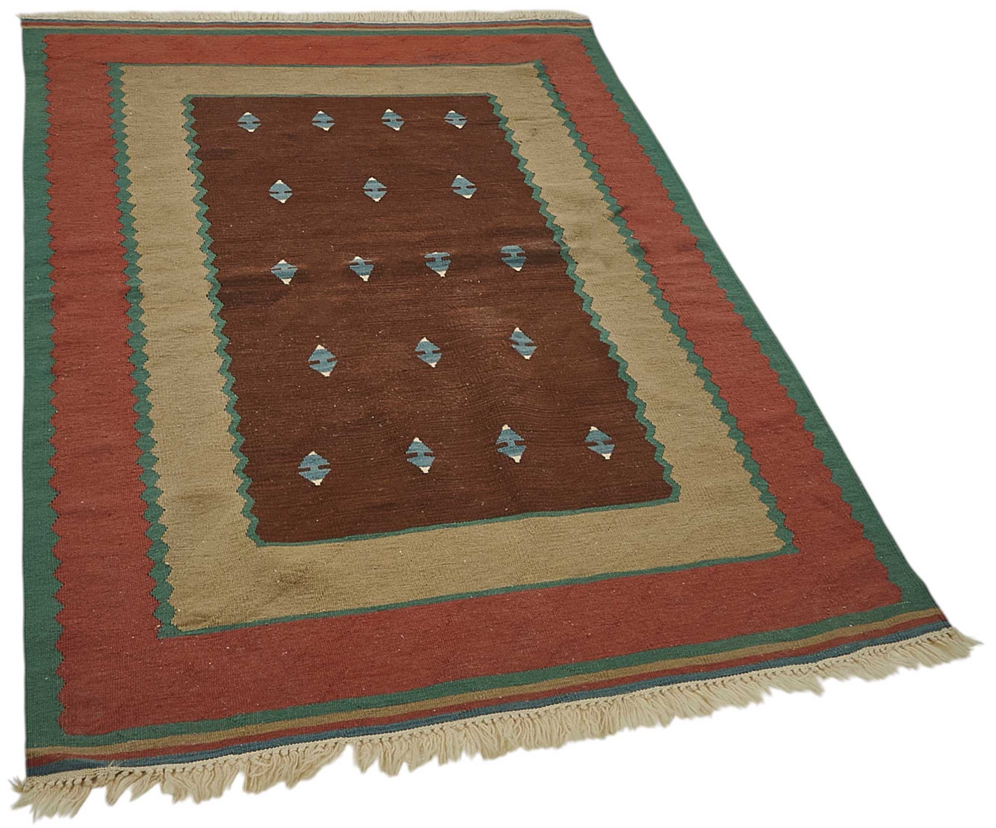4x5 Handwoven Turkish Wool Kilim Rug - 50335
