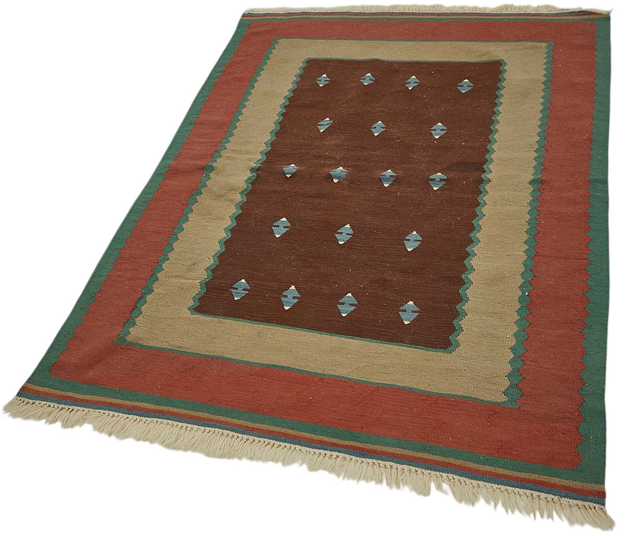4x5 Handwoven Turkish Wool Kilim Rug - 50335