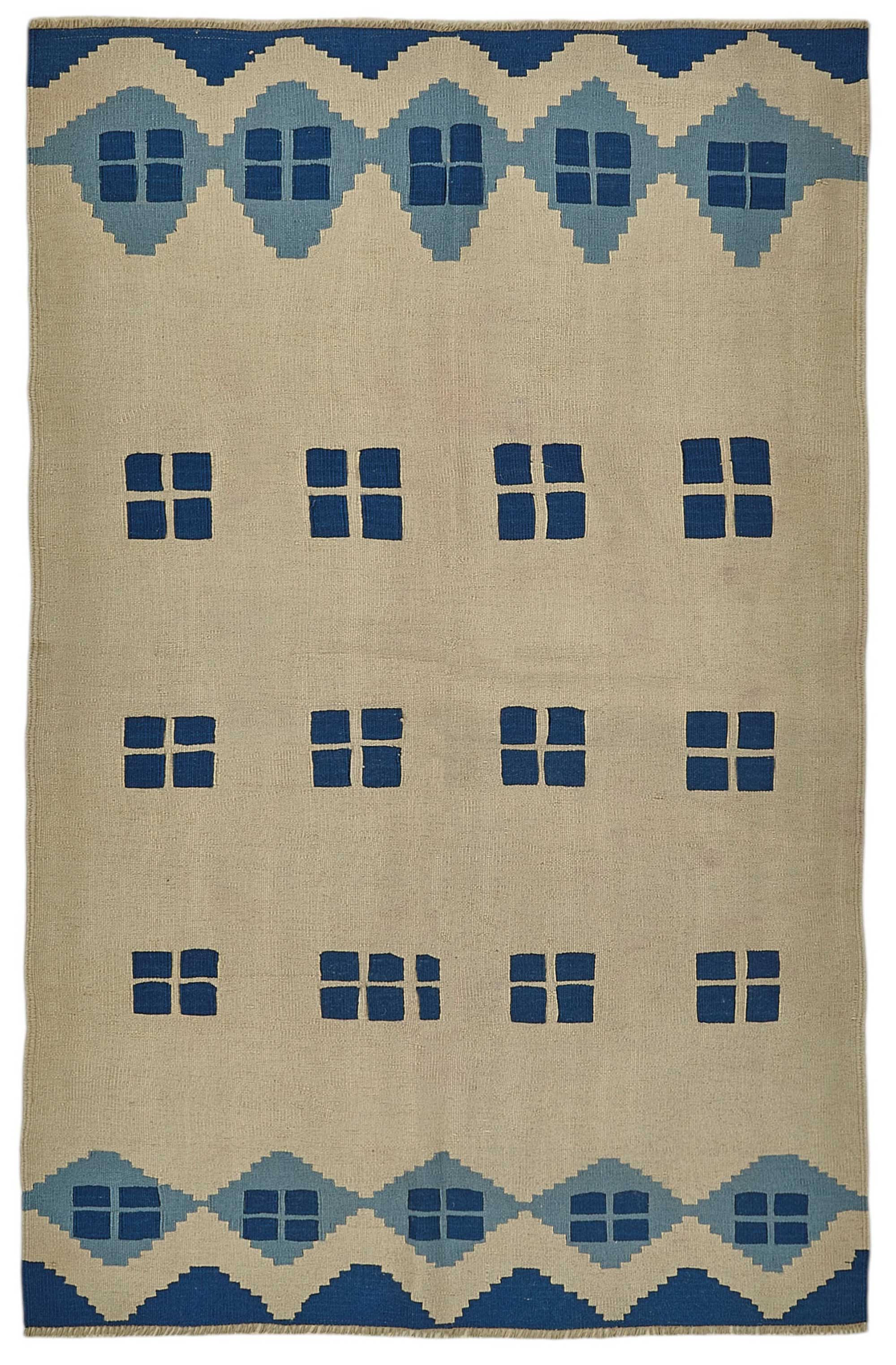 4x6 Handwoven Turkish Wool Kilim Rug - 50337