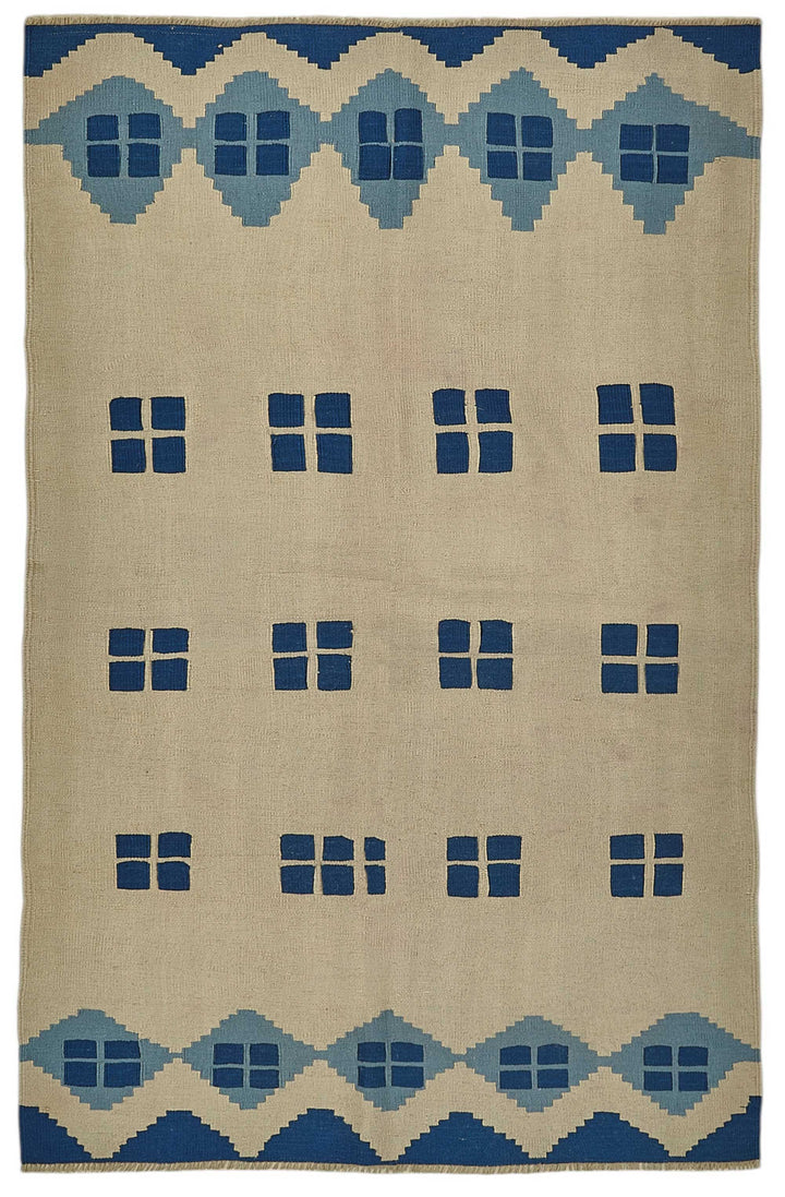 4x6 Handwoven Turkish Wool Kilim Rug - 50337