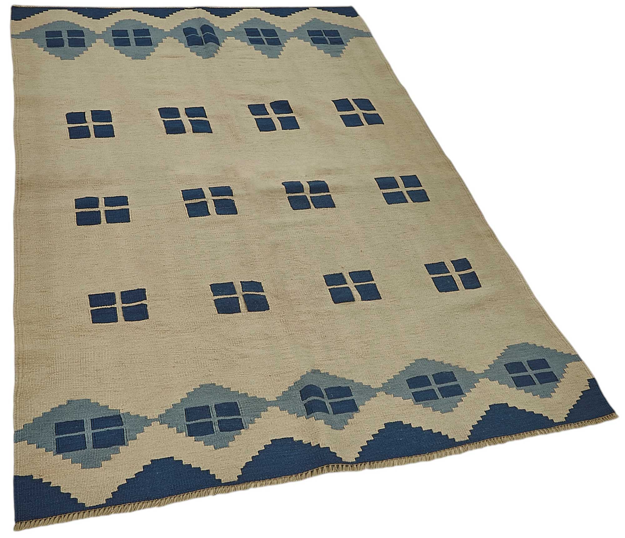 4x6 Handwoven Turkish Wool Kilim Rug - 50337