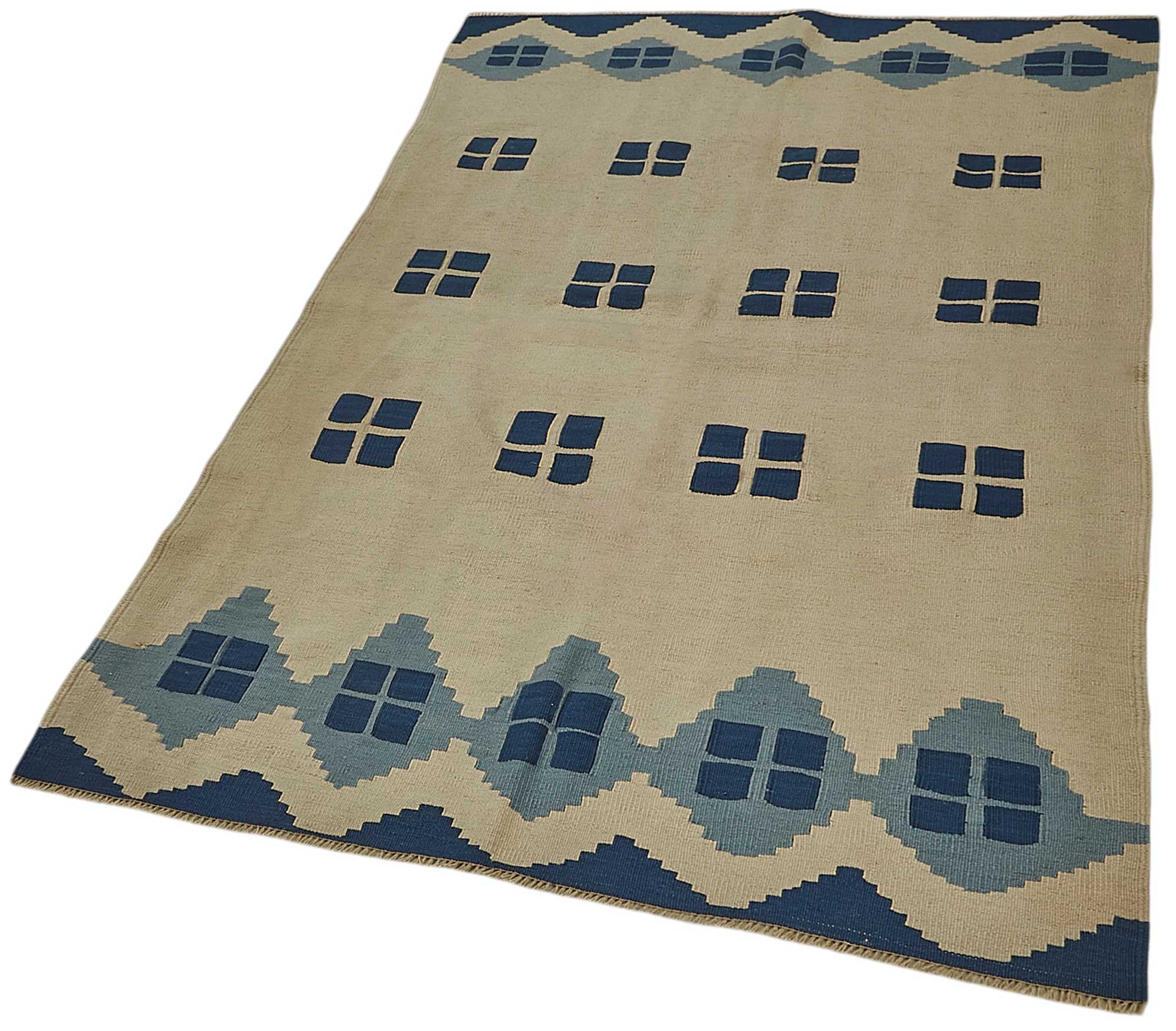 4x6 Handwoven Turkish Wool Kilim Rug - 50337