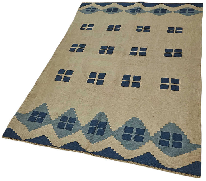 4x6 Handwoven Turkish Wool Kilim Rug - 50337