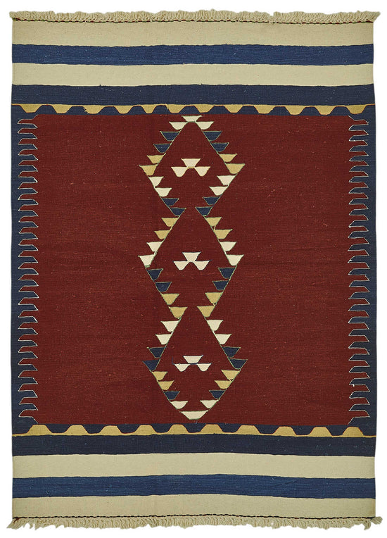 5x7 Handwoven Turkish Wool Kilim Rug - 50341