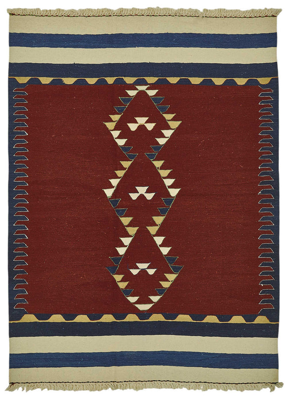 5x7 Handwoven Turkish Wool Kilim Rug - 50341