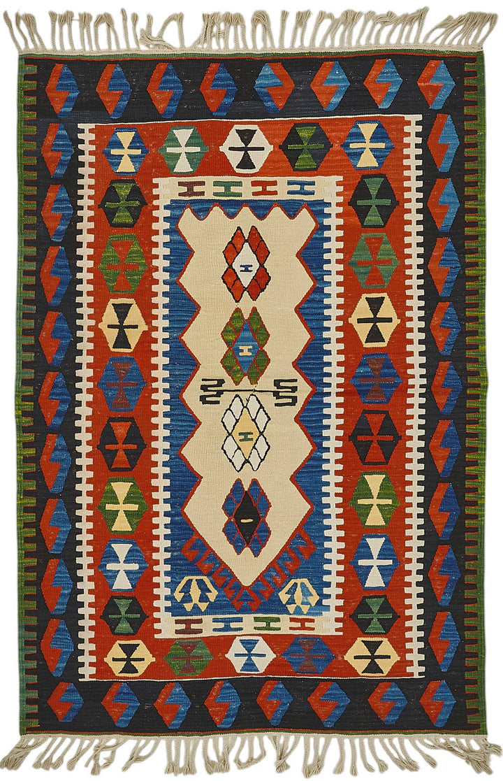 4x6 Handwoven Turkish Wool Kilim Rug - 50344