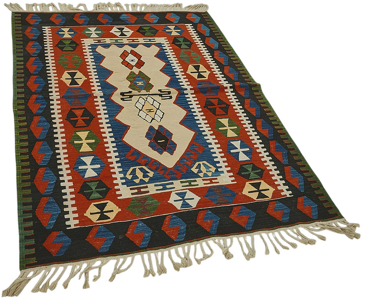 4x6 Handwoven Turkish Wool Kilim Rug - 50344