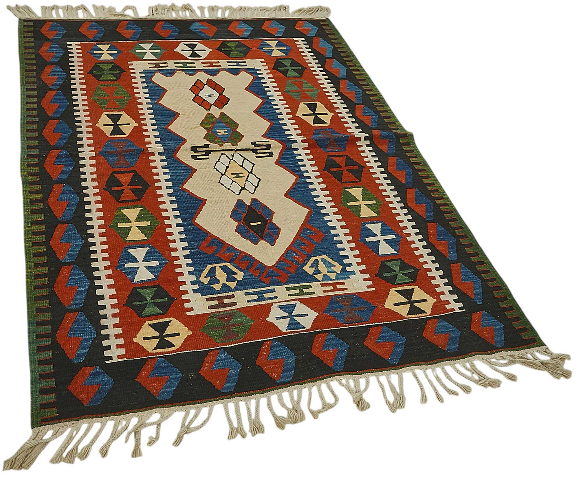 4x6 Handwoven Turkish Wool Kilim Rug - 50344