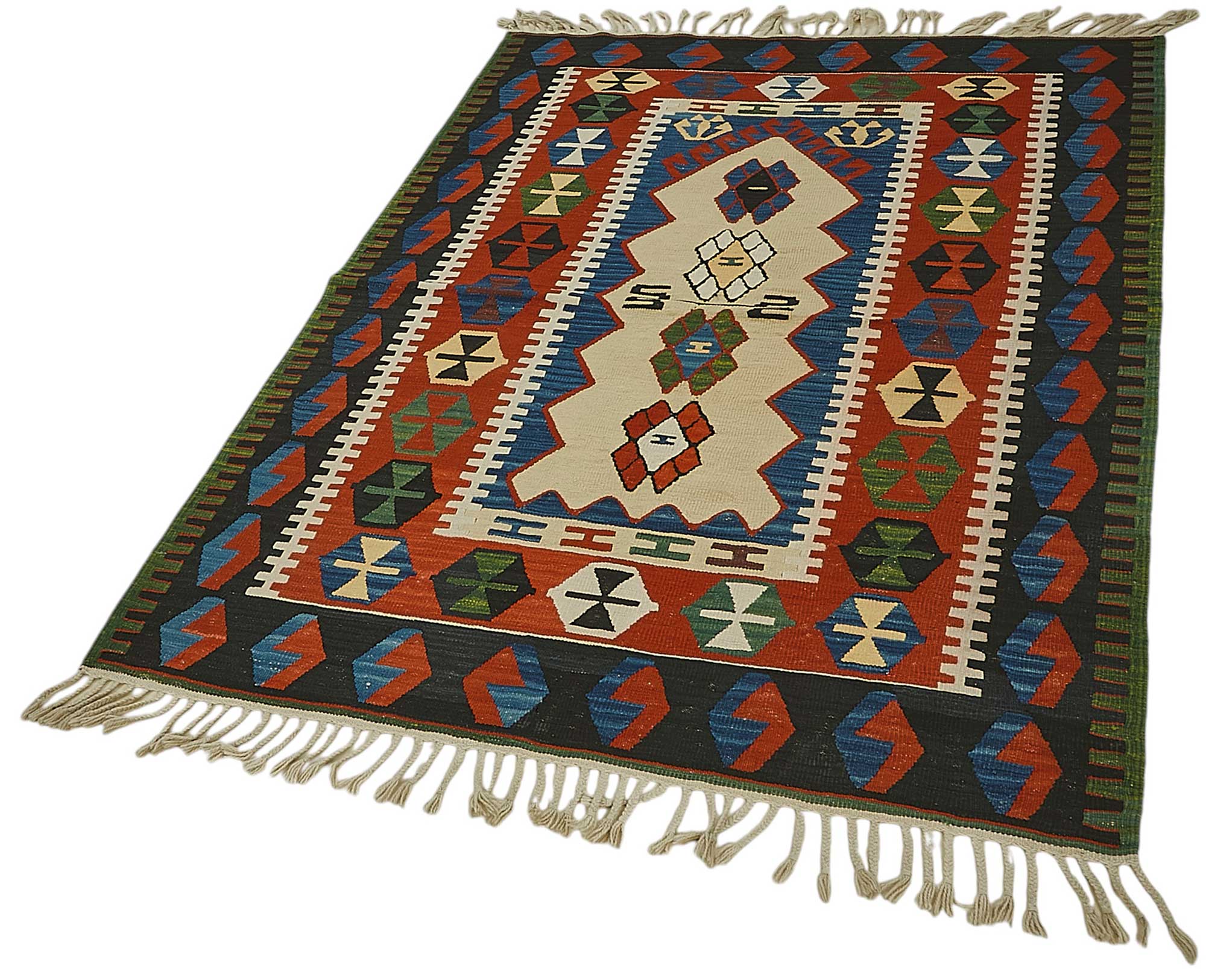 4x6 Handwoven Turkish Wool Kilim Rug - 50344
