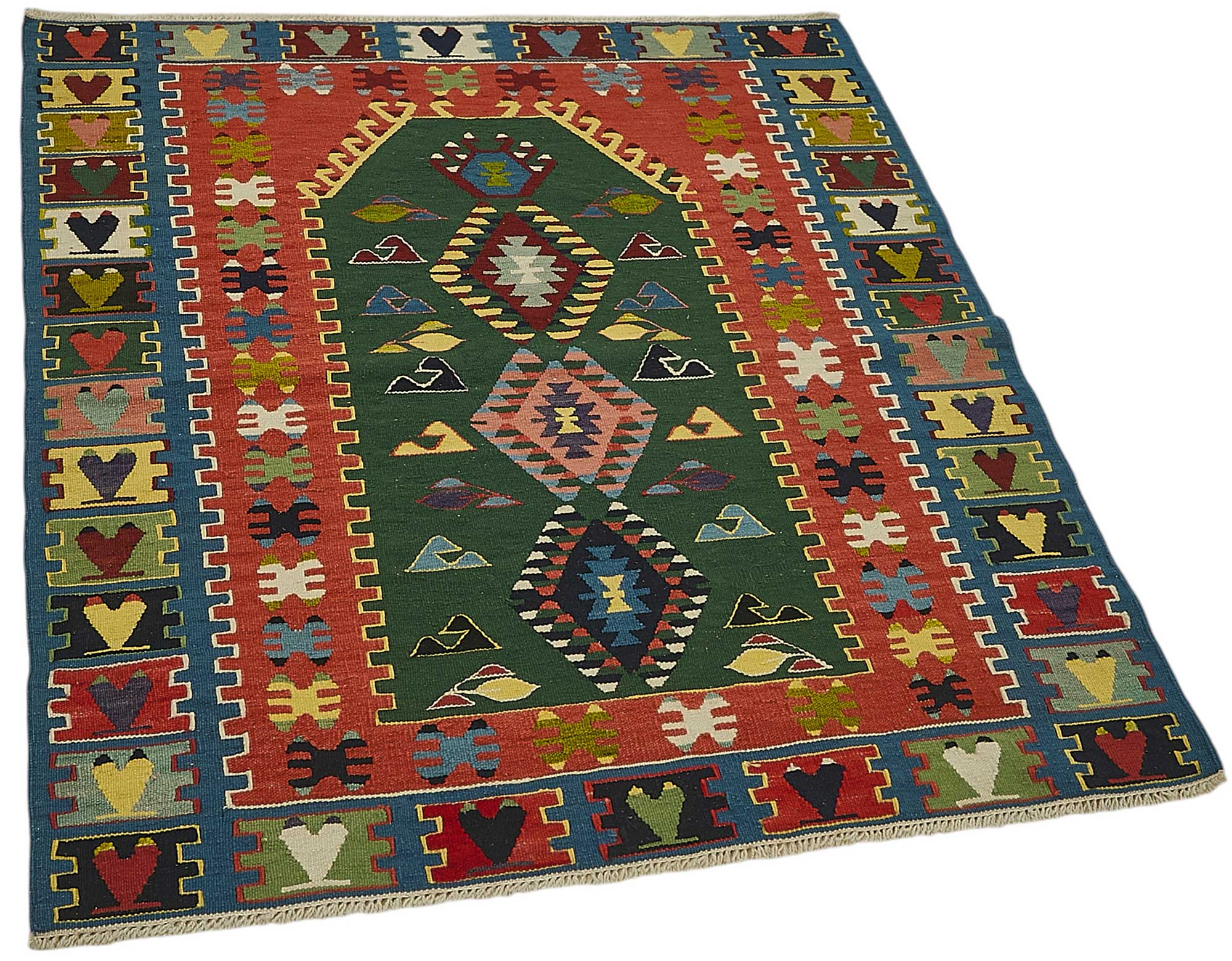 3x3 Handwoven Turkish Wool Kilim Rug - 50345