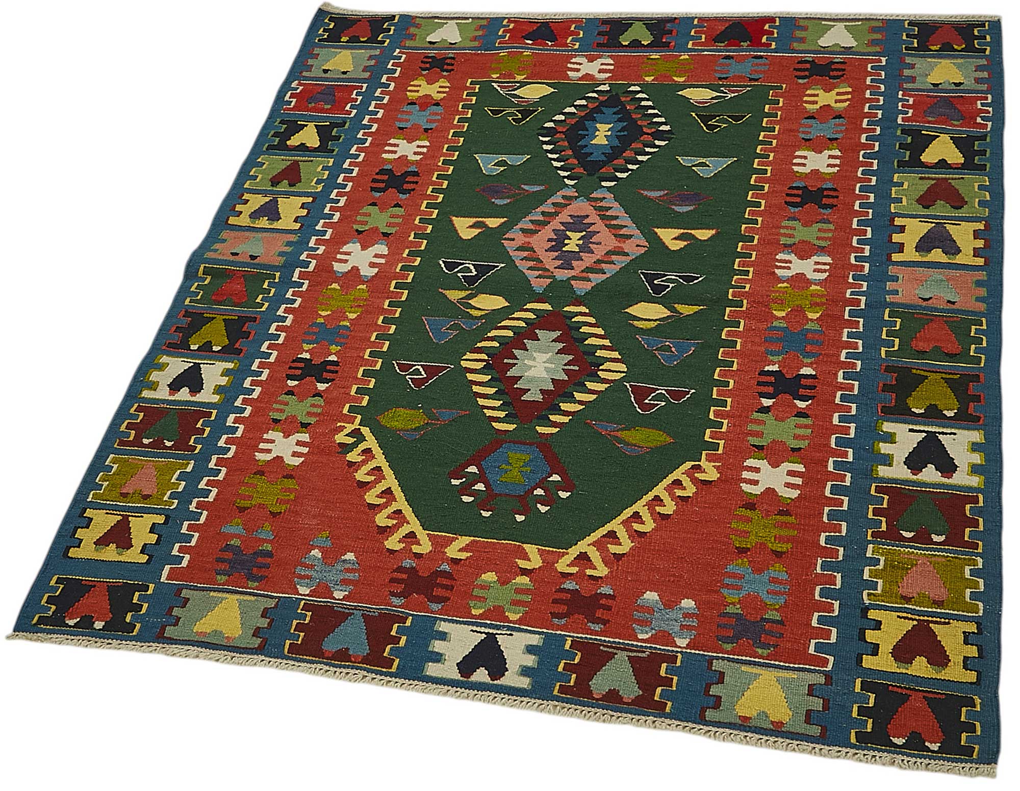 3x3 Handwoven Turkish Wool Kilim Rug - 50345