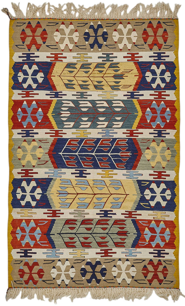 4x6 Handwoven Turkish Wool Kilim Rug - 50350