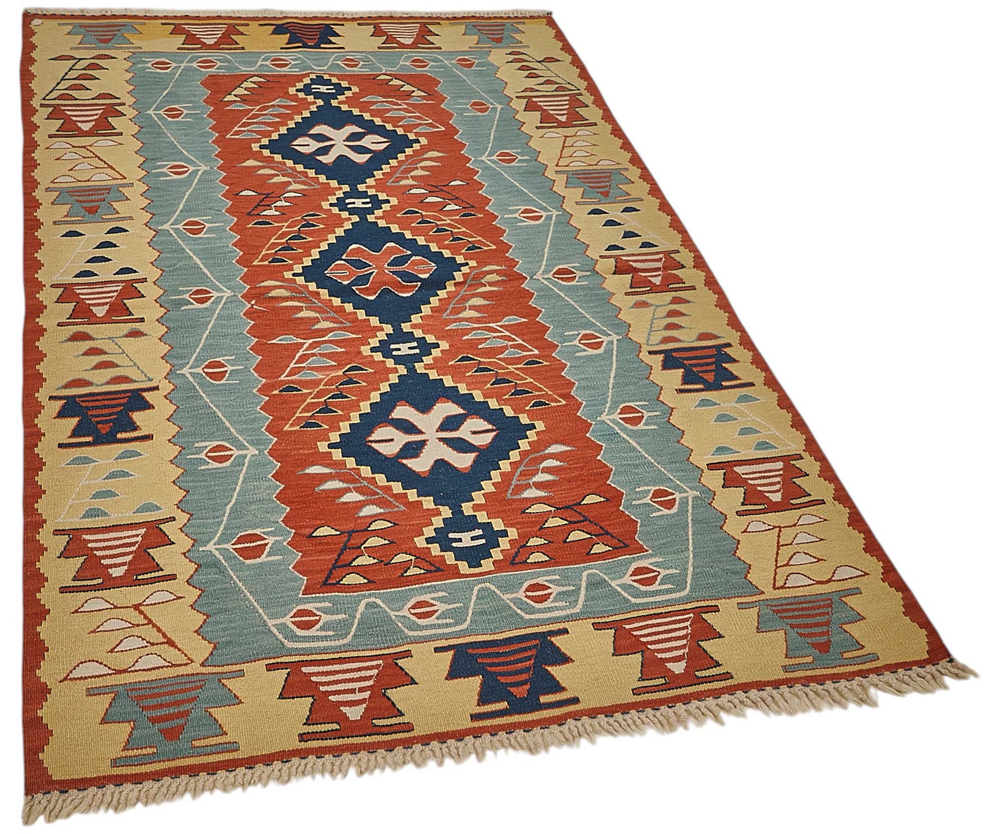 4x5 Handwoven Turkish Wool Kilim Rug - 50351