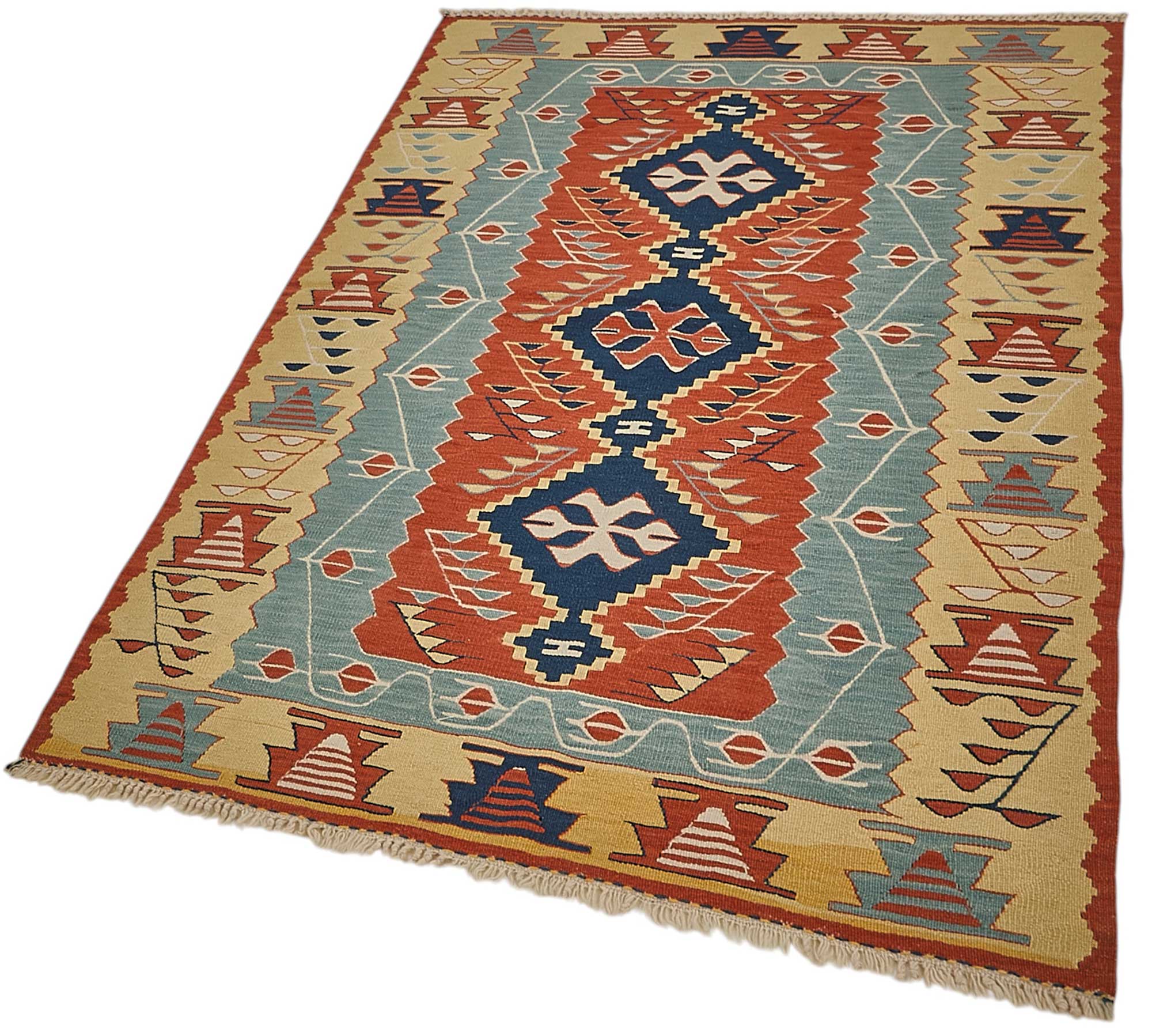 4x5 Handwoven Turkish Wool Kilim Rug - 50351