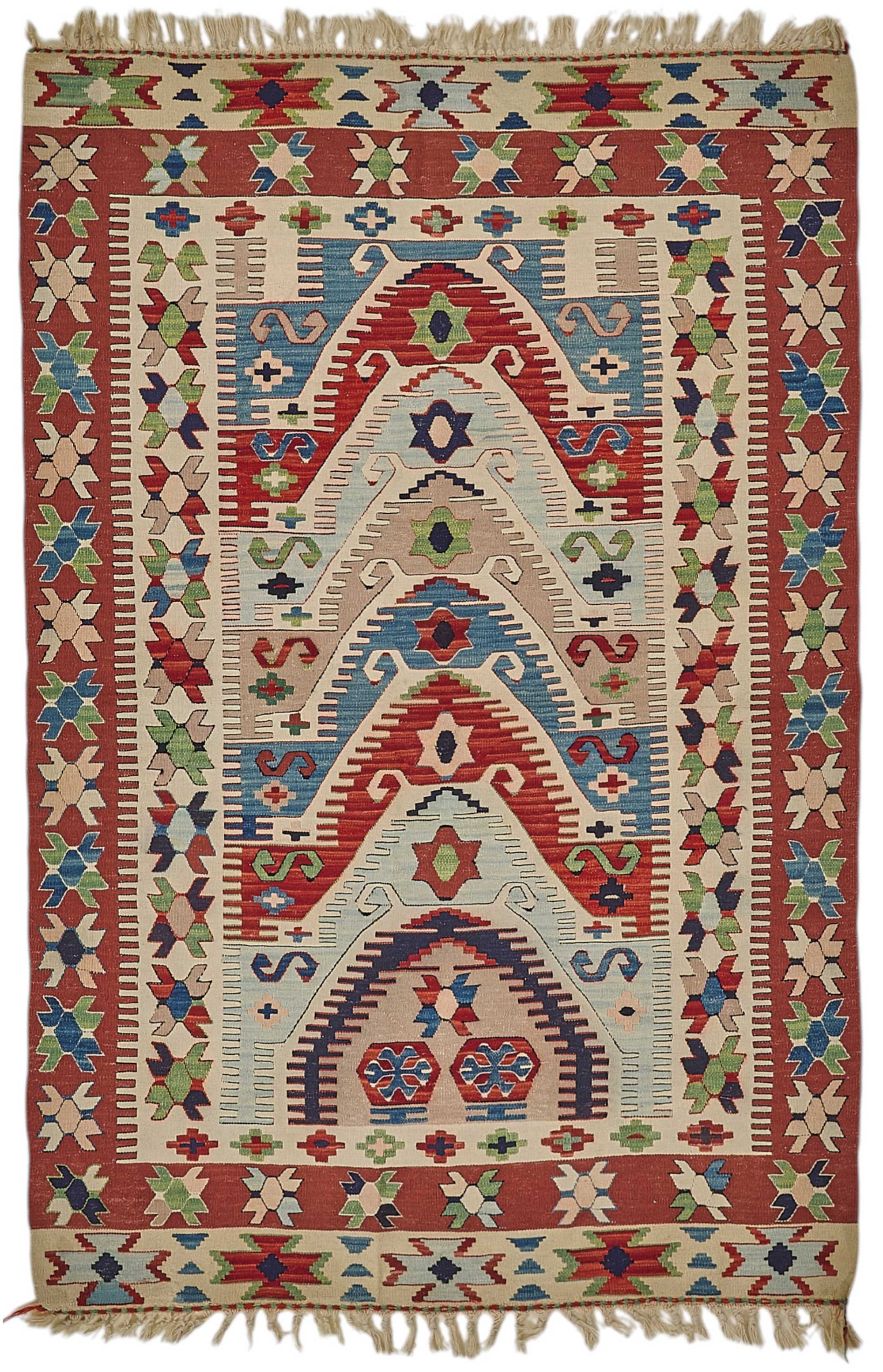 4x5 Handwoven Turkish Wool Kilim Rug - 50352