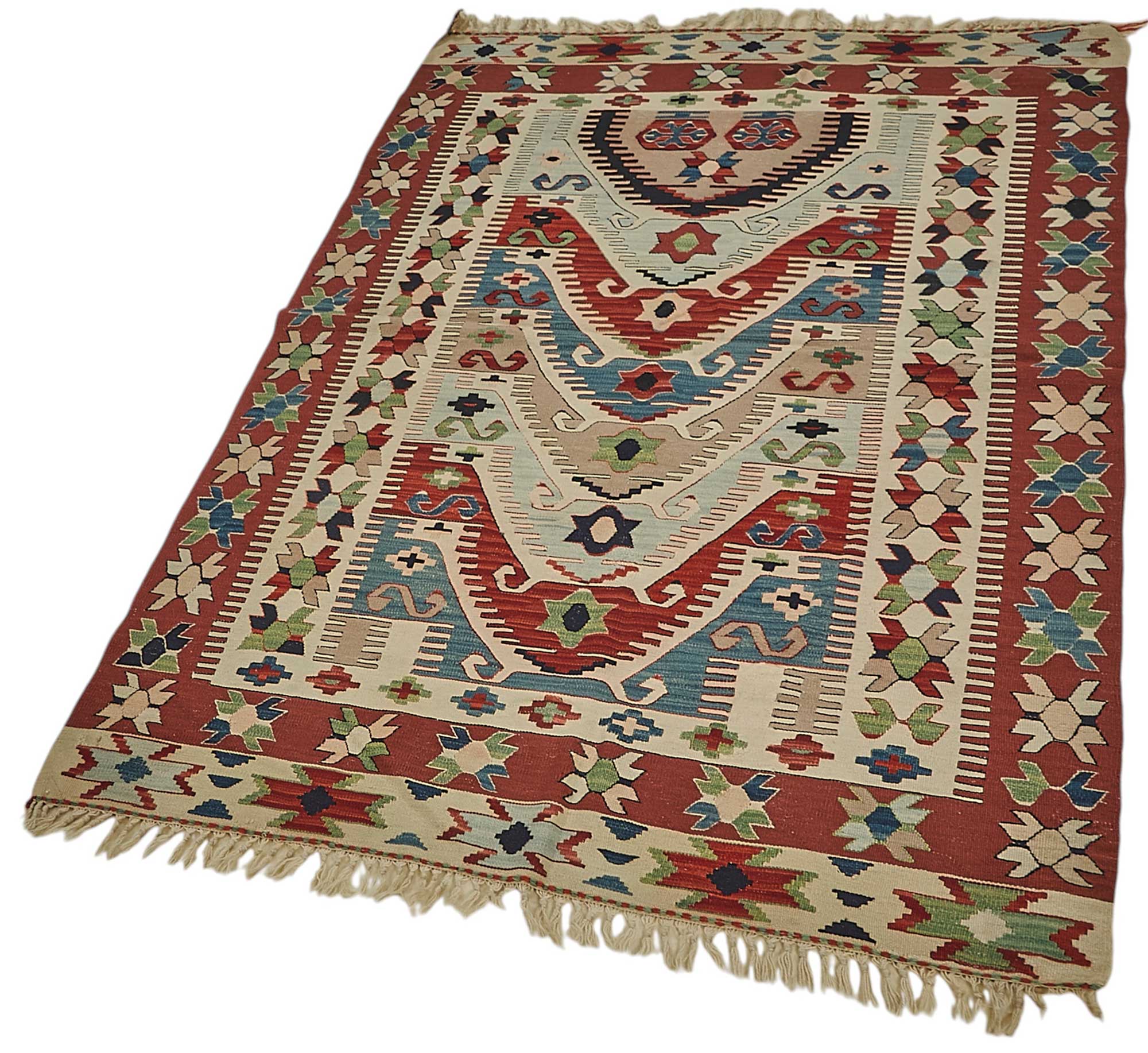 4x5 Handwoven Turkish Wool Kilim Rug - 50352