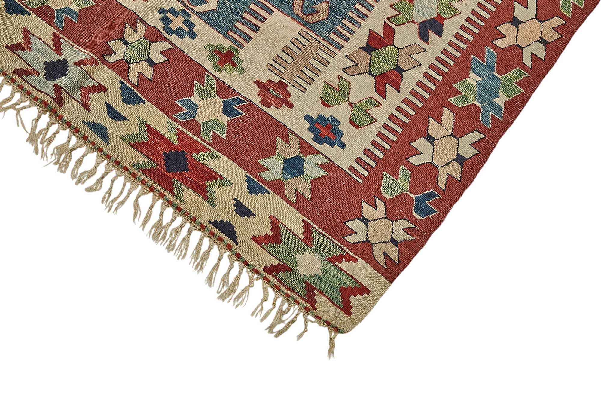4x5 Handwoven Turkish Wool Kilim Rug - 50352