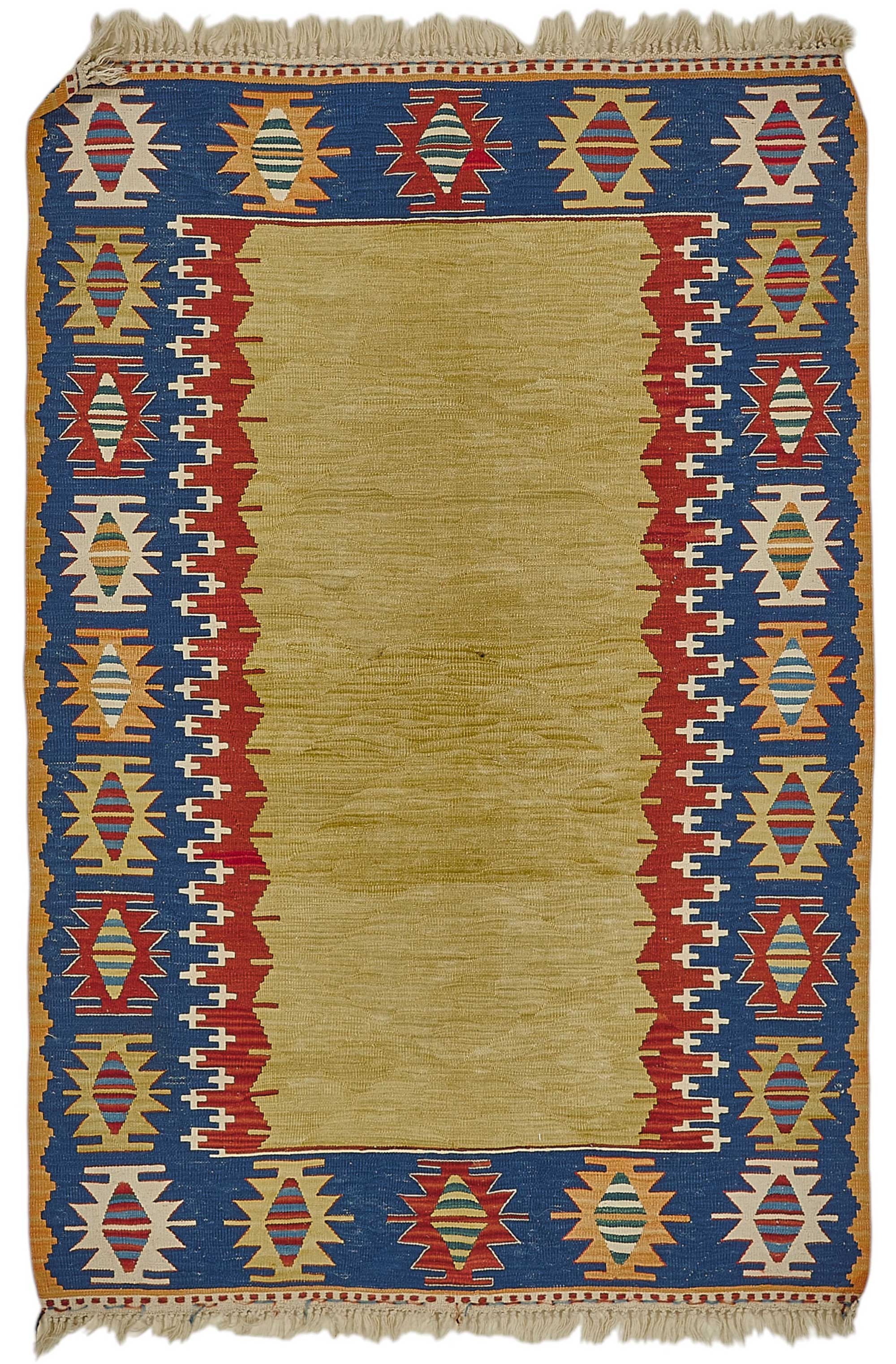 4x5 Handwoven Turkish Wool Kilim Rug - 50353