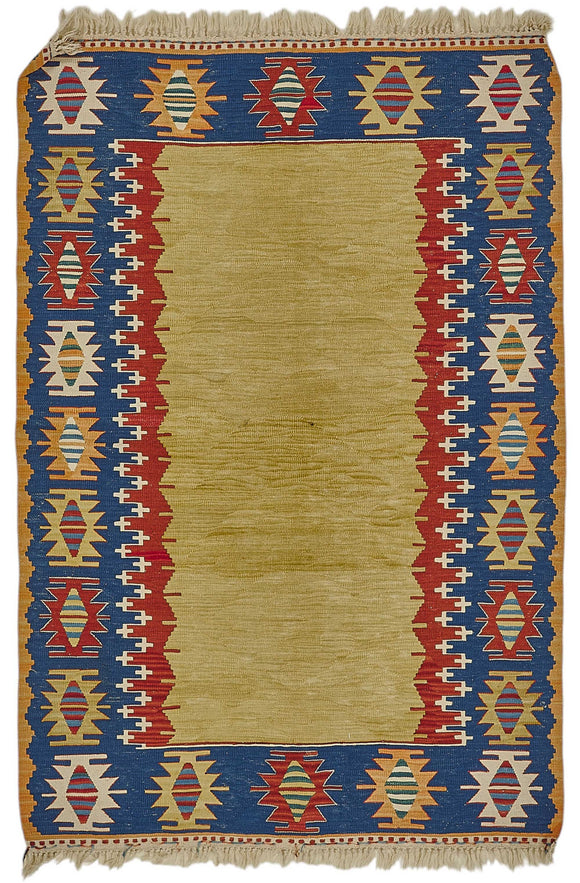 4x5 Handwoven Turkish Wool Kilim Rug - 50353