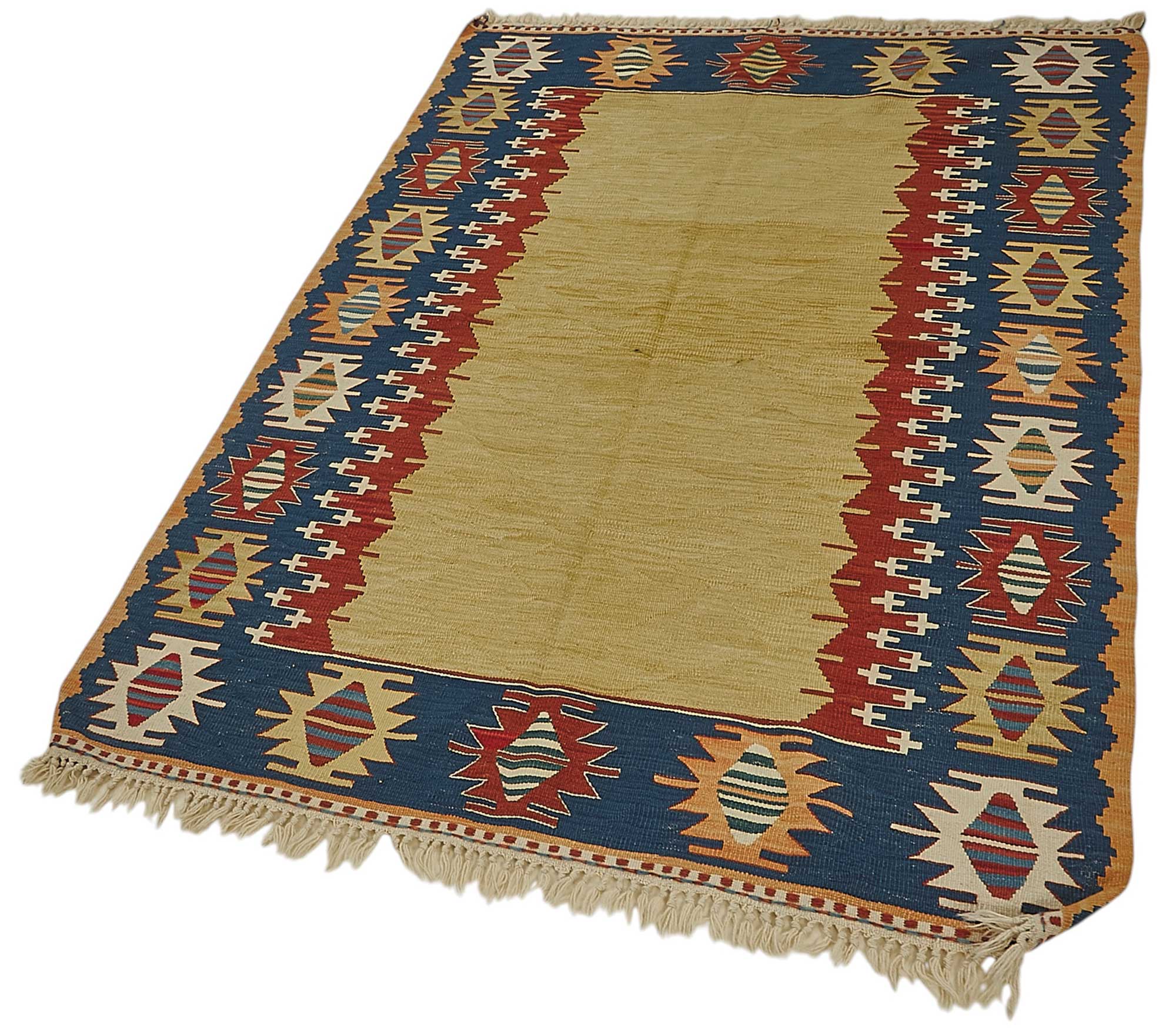 4x5 Handwoven Turkish Wool Kilim Rug - 50353