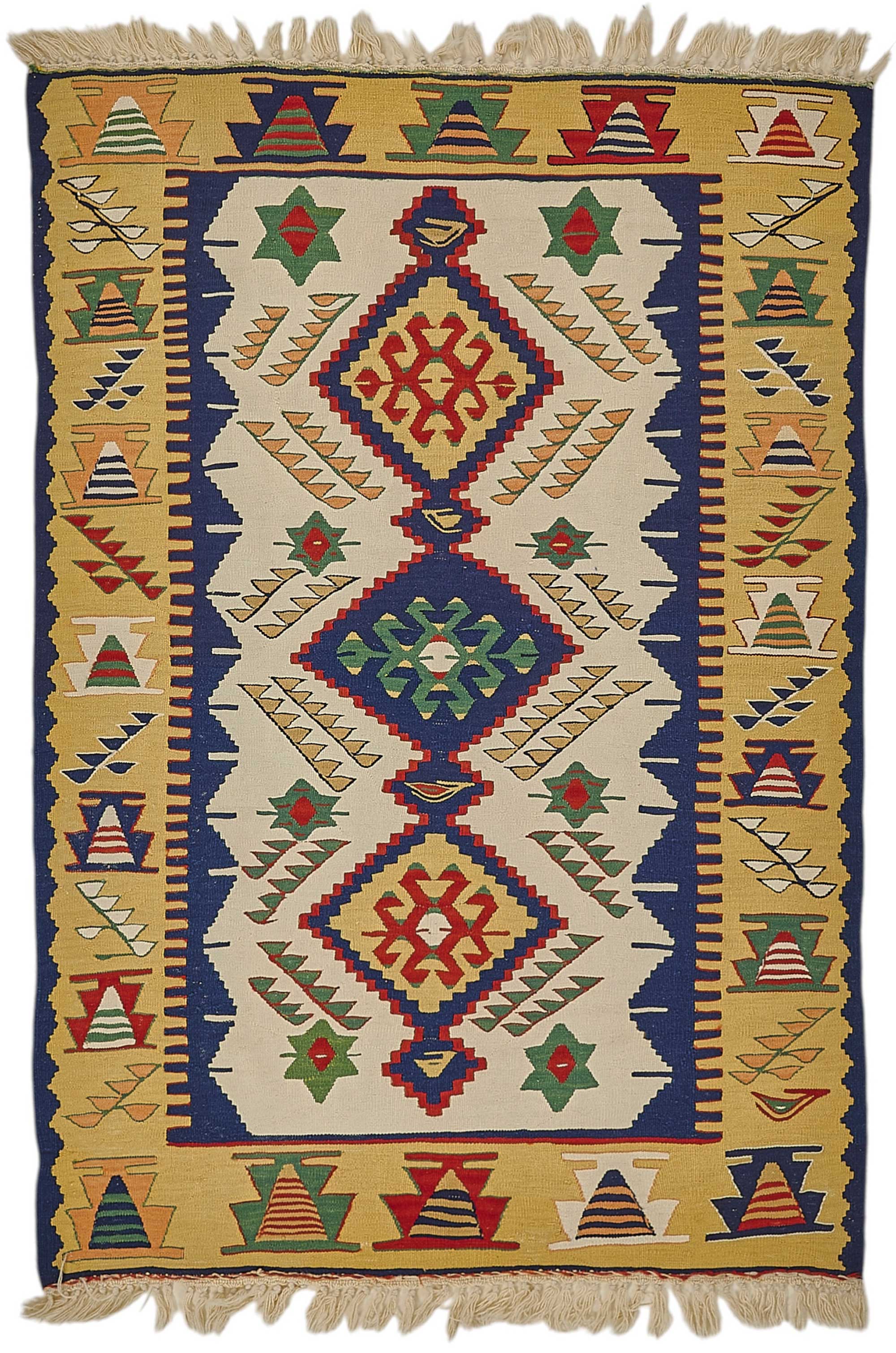 4x5 Handwoven Turkish Wool Kilim Rug - 50354