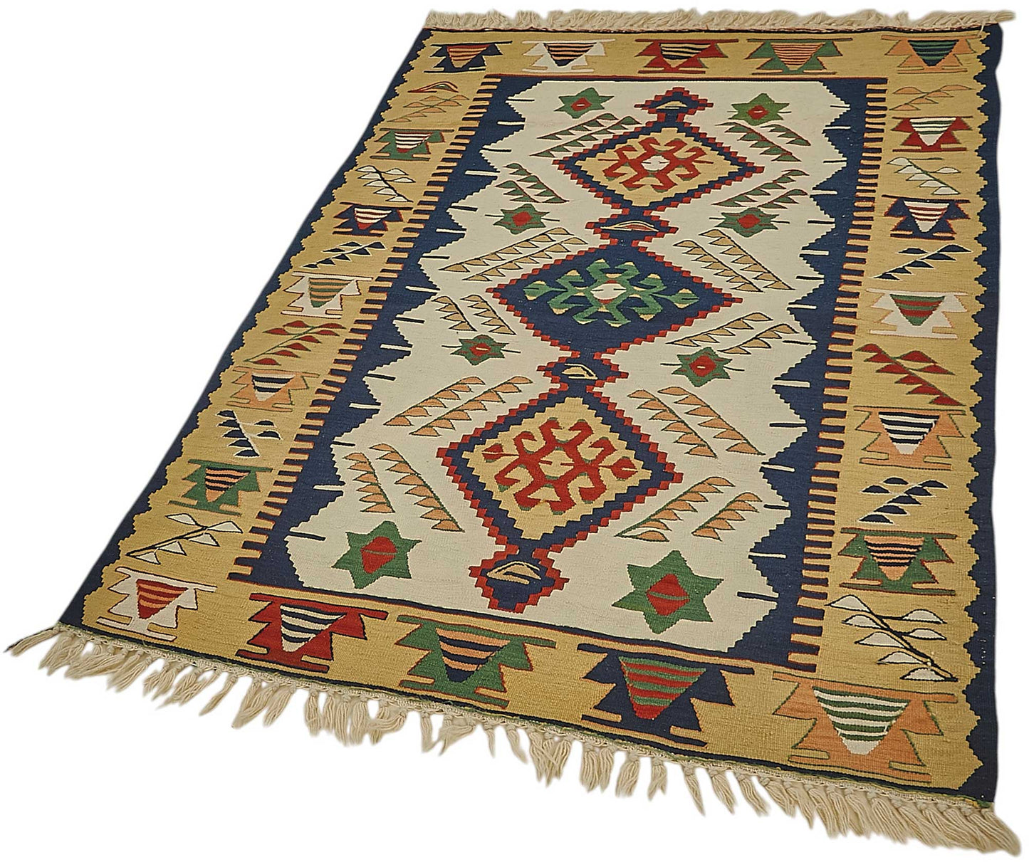 4x5 Handwoven Turkish Wool Kilim Rug - 50354
