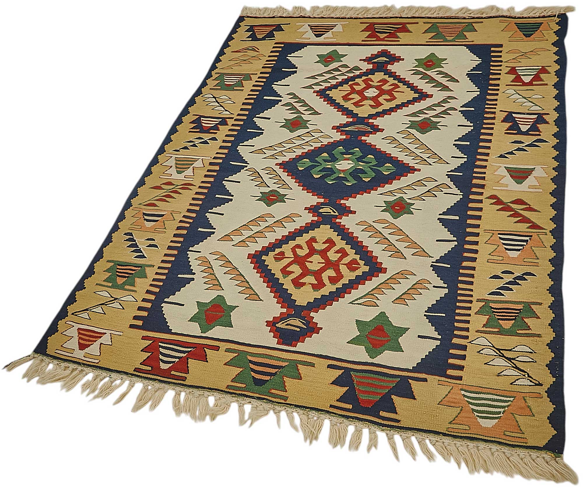 4x5 Handwoven Turkish Wool Kilim Rug - 50354