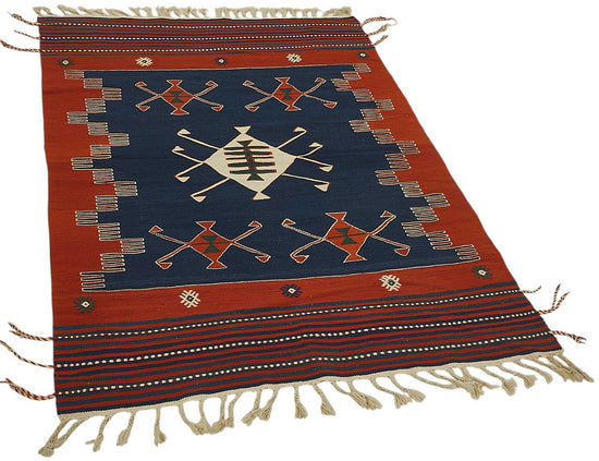 4x6 Handwoven Turkish Wool Kilim Rug - 50356