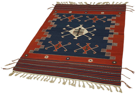 4x6 Handwoven Turkish Wool Kilim Rug - 50356