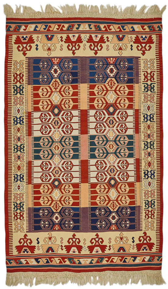 4x6 Handwoven Turkish Wool Kilim Rug - 50357