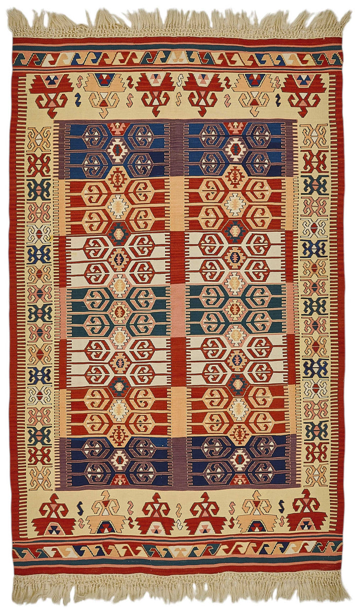 4x6 Handwoven Turkish Wool Kilim Rug - 50357
