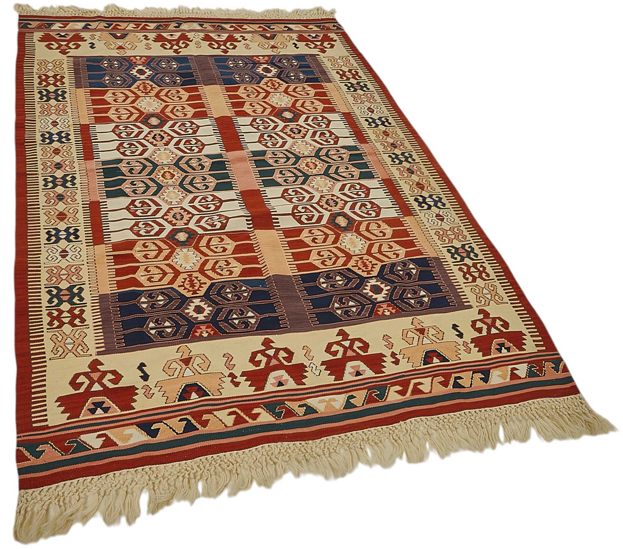 4x6 Handwoven Turkish Wool Kilim Rug - 50357