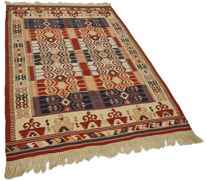 4x6 Handwoven Turkish Wool Kilim Rug - 50357