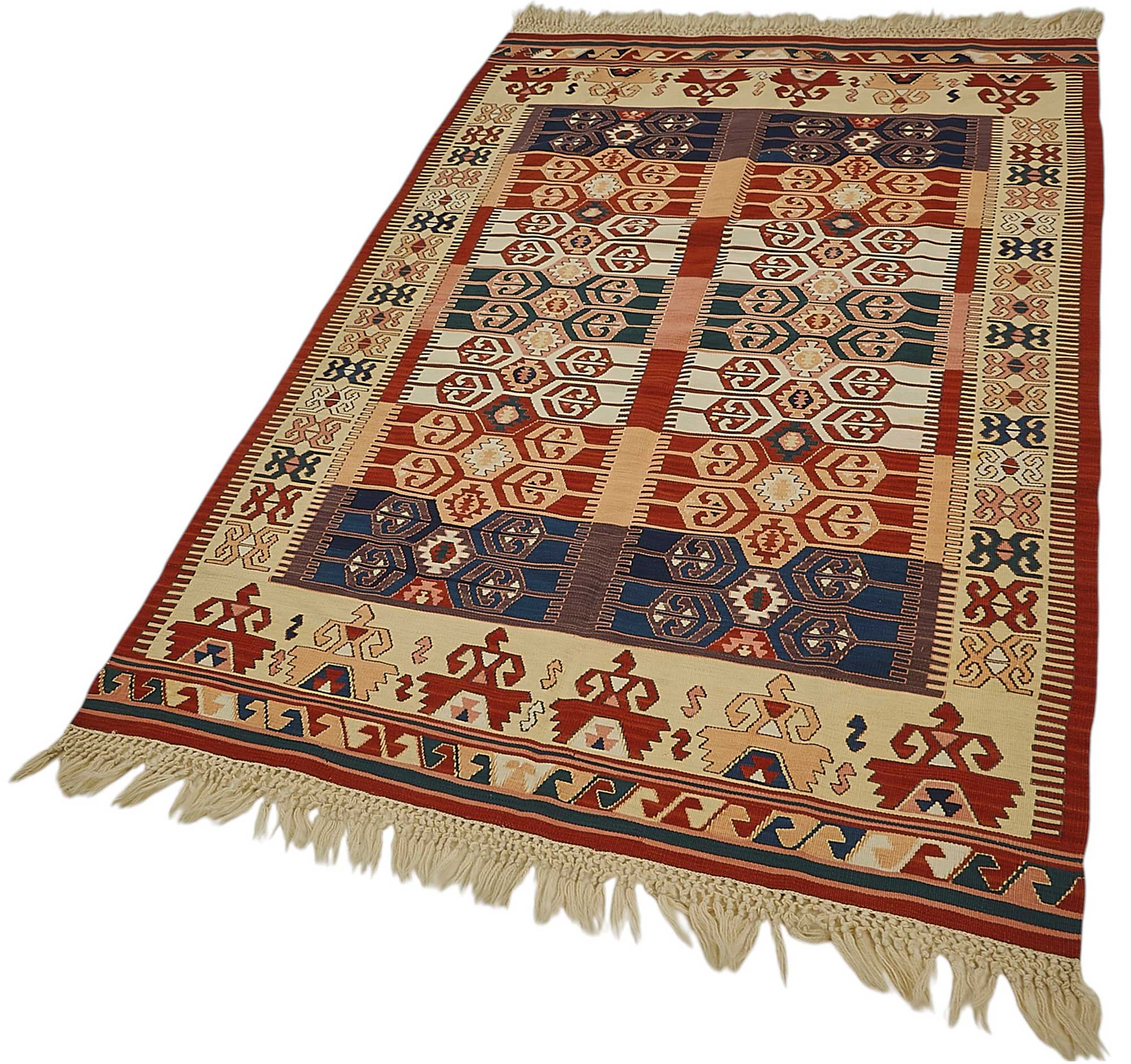 4x6 Handwoven Turkish Wool Kilim Rug - 50357