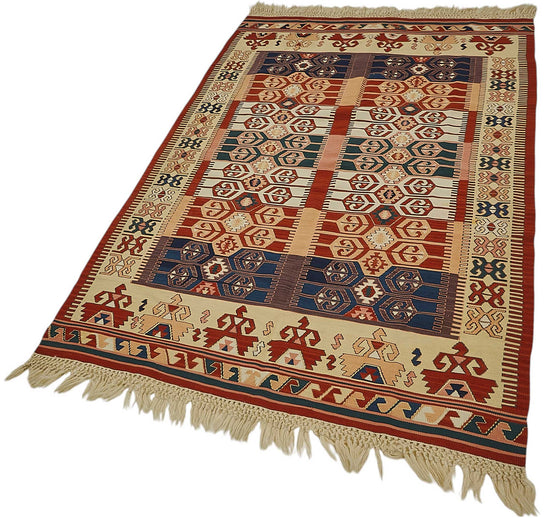4x6 Handwoven Turkish Wool Kilim Rug - 50357