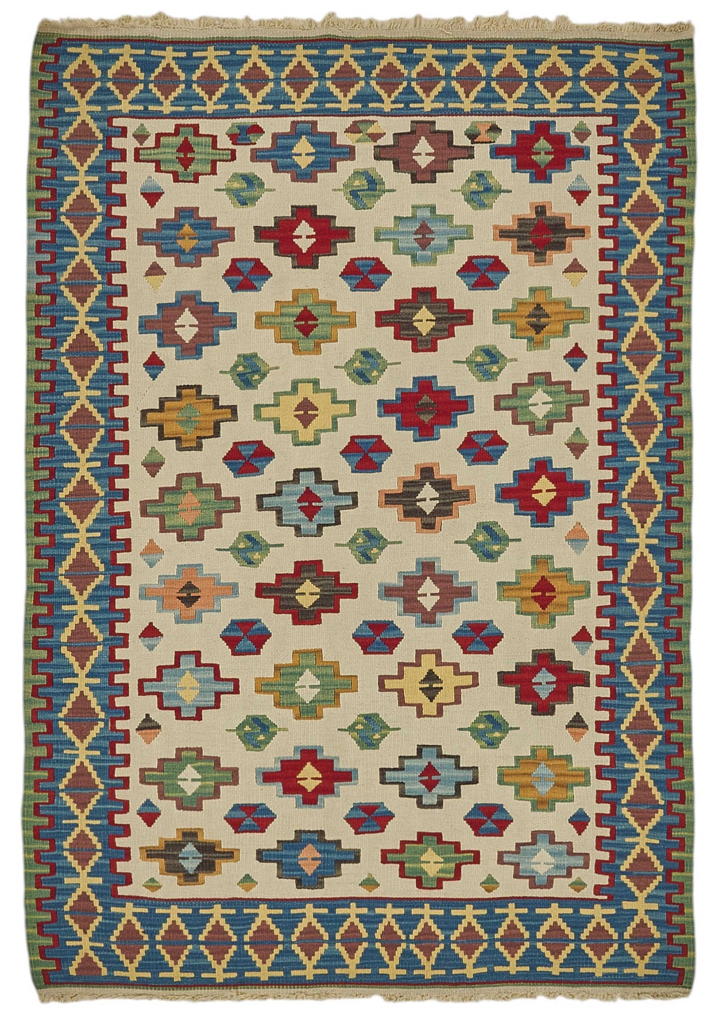4x5 Handwoven Turkish Wool Kilim Rug - 50358