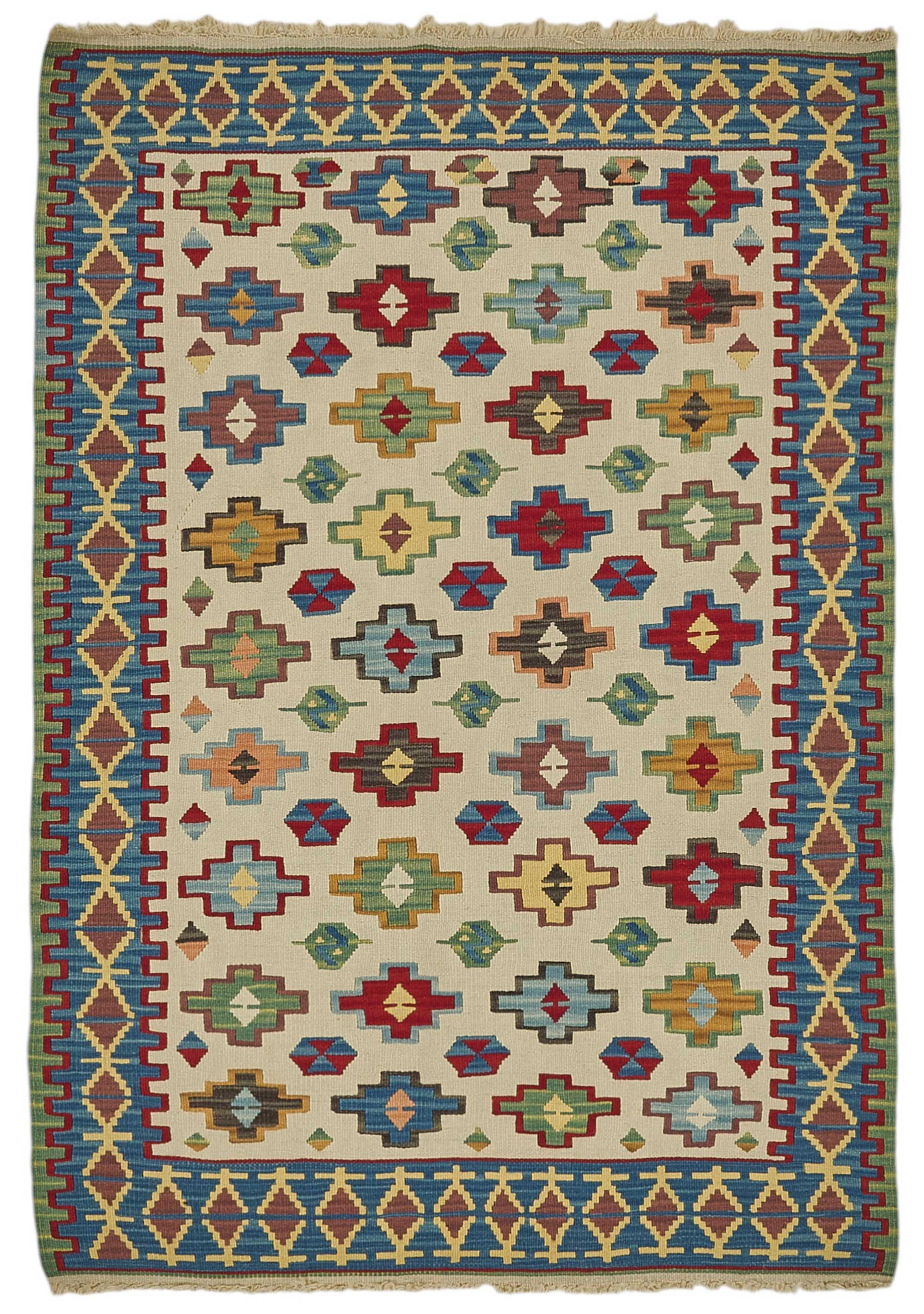 4x5 Handwoven Turkish Wool Kilim Rug - 50358