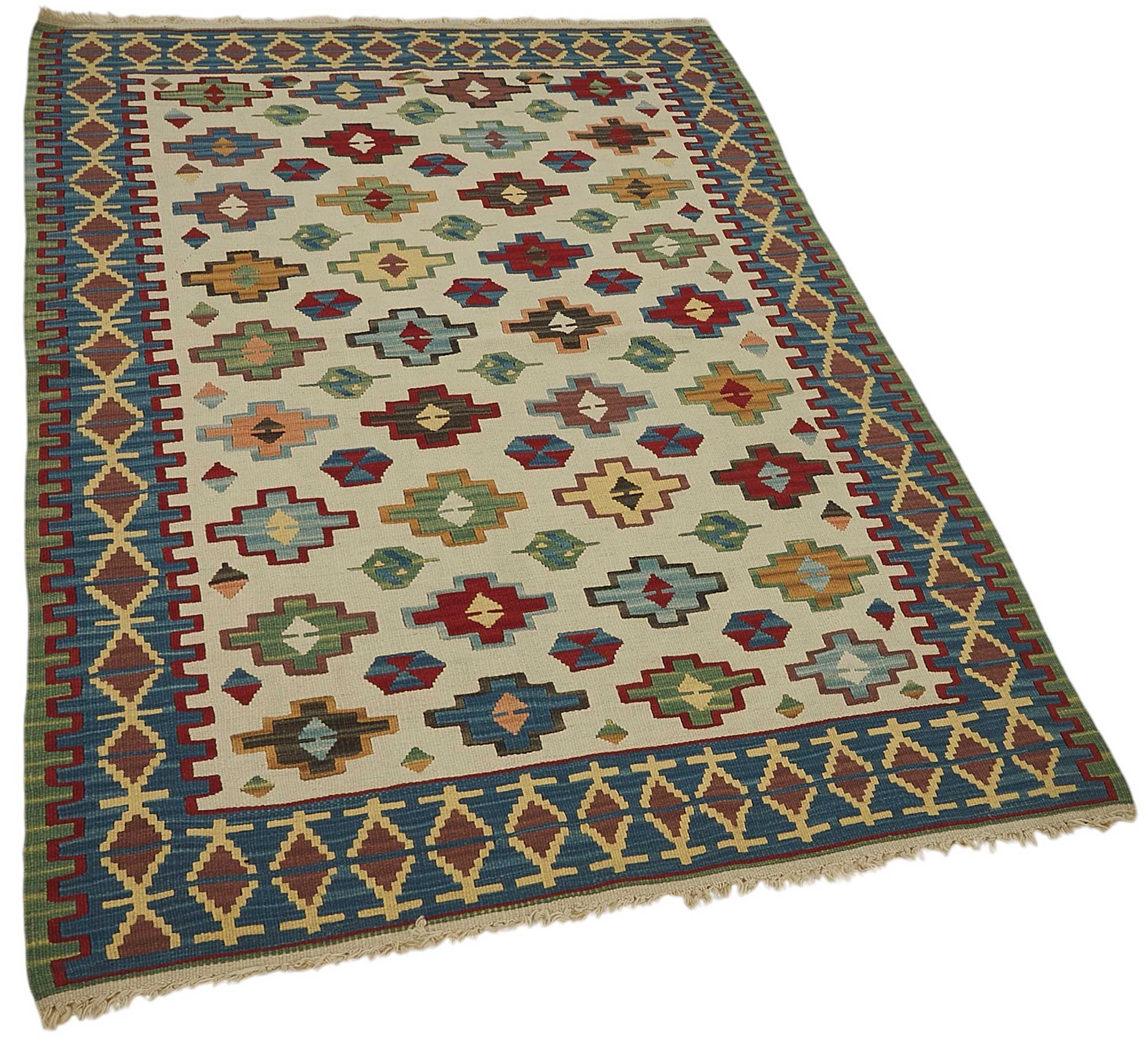 4x5 Handwoven Turkish Wool Kilim Rug - 50358