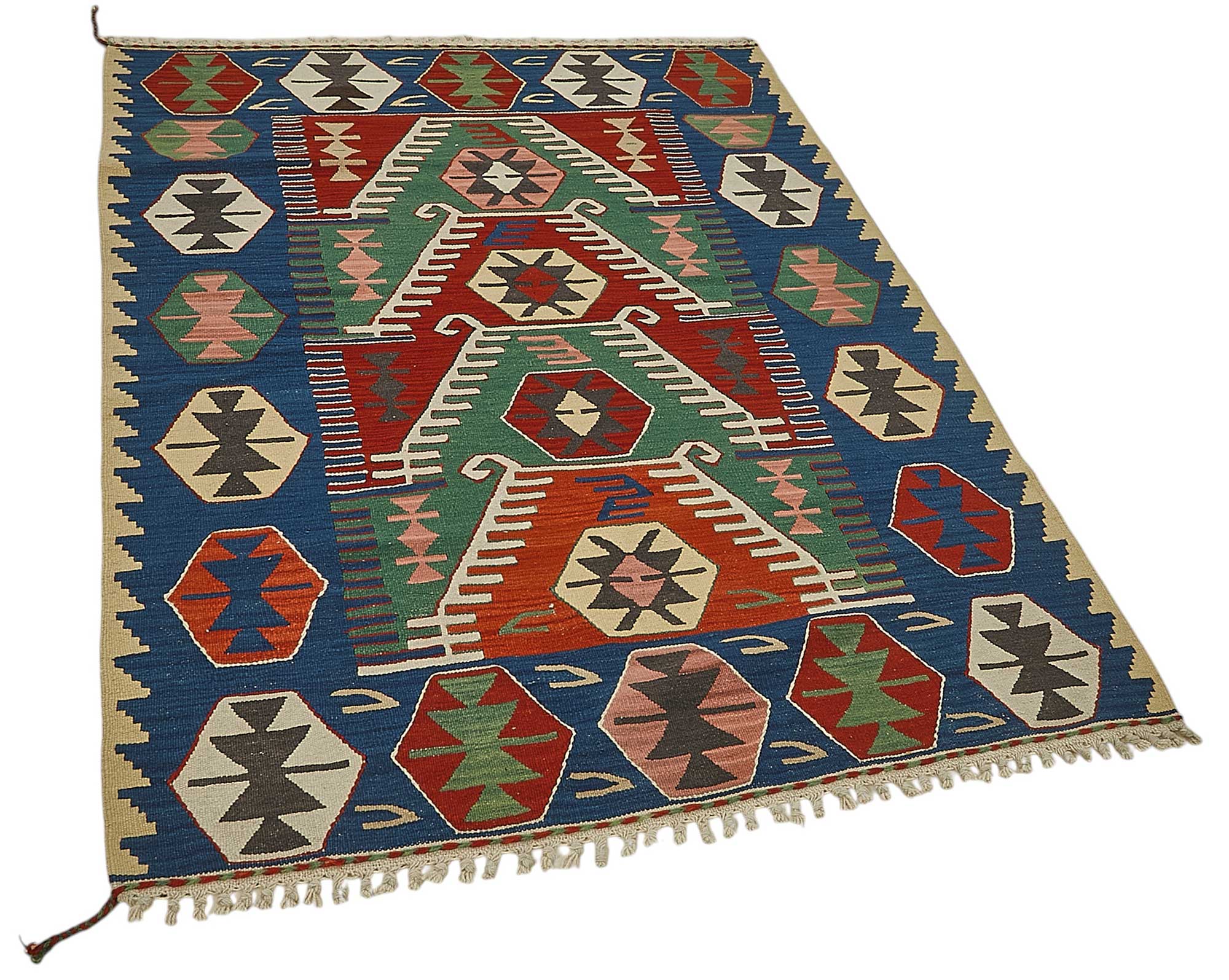 4x5 Handwoven Turkish Wool Kilim Rug - 50359