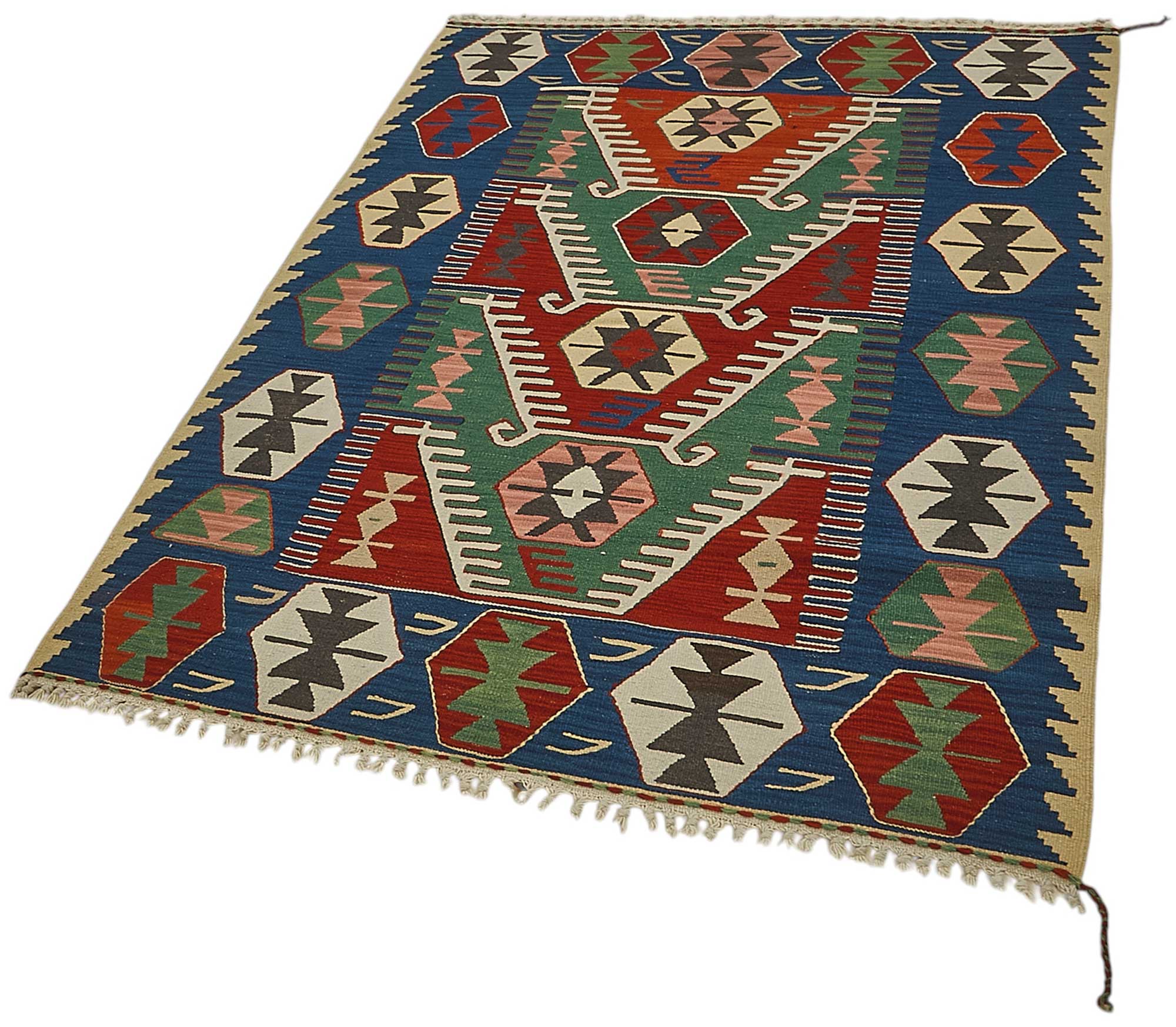 4x5 Handwoven Turkish Wool Kilim Rug - 50359