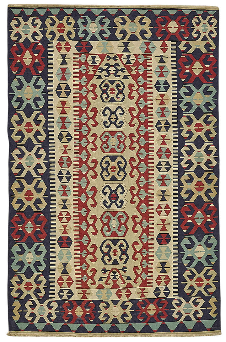 4x6 Handwoven Turkish Wool Kilim Rug - 50360