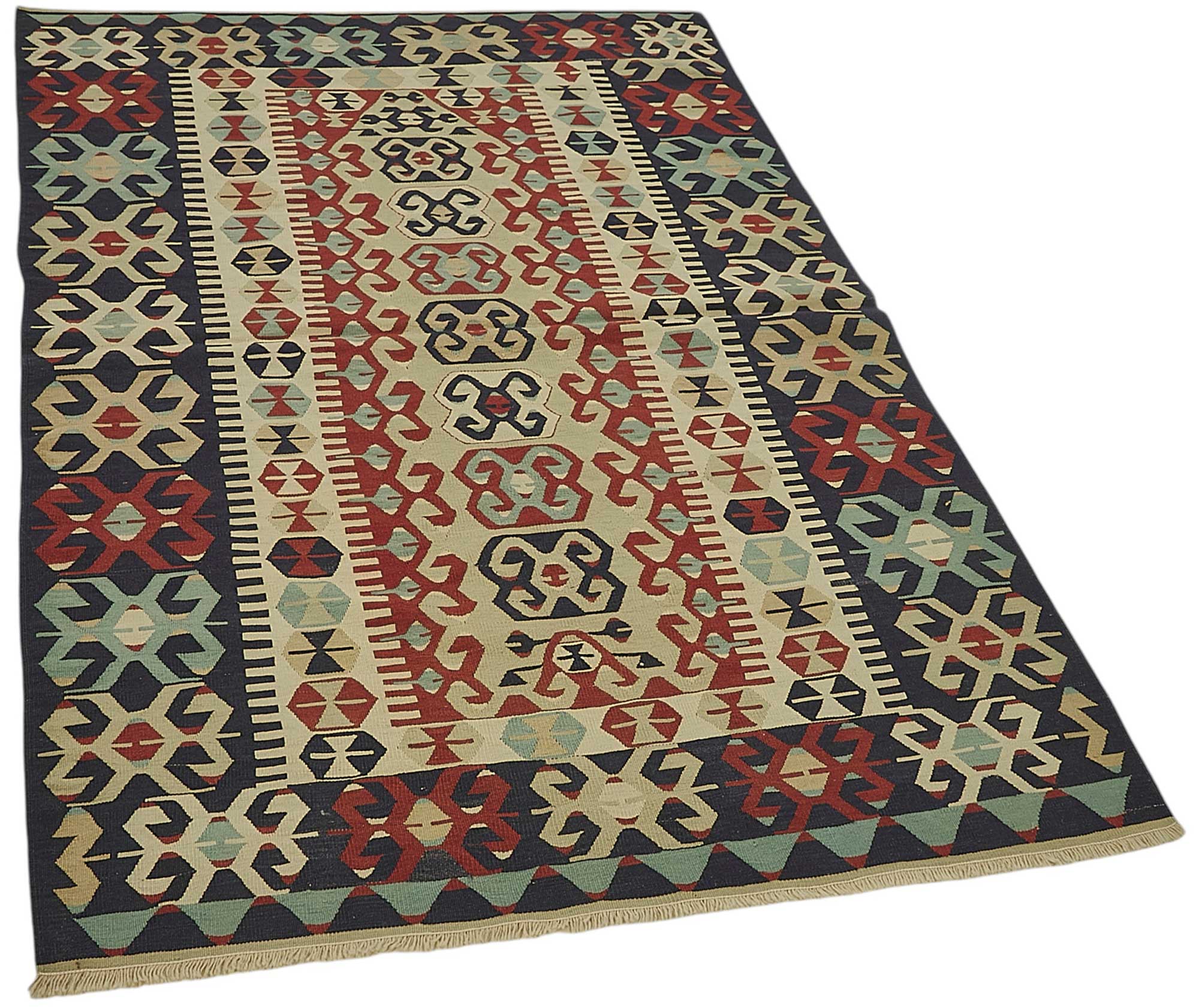 4x6 Handwoven Turkish Wool Kilim Rug - 50360