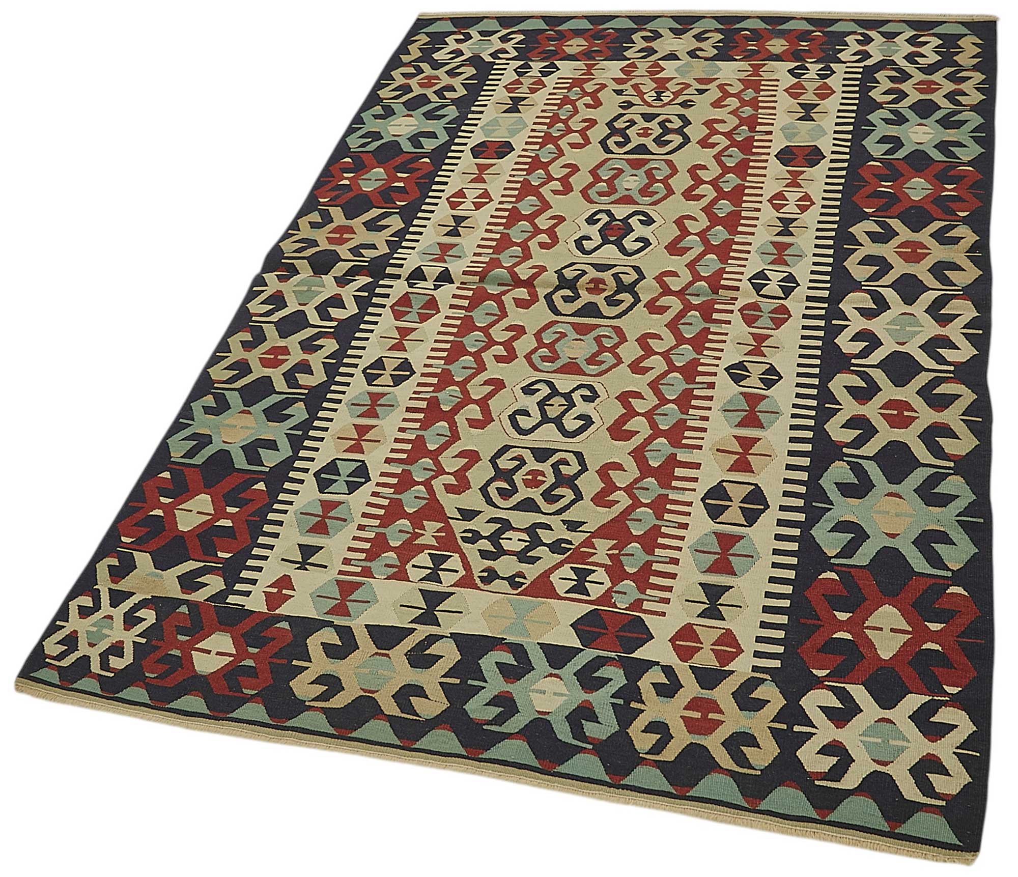 4x6 Handwoven Turkish Wool Kilim Rug - 50360