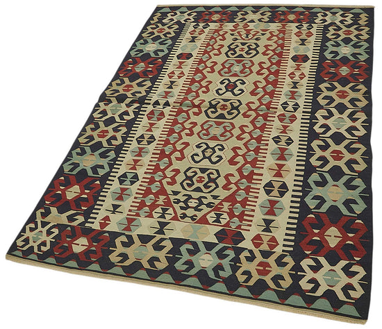 4x6 Handwoven Turkish Wool Kilim Rug - 50360