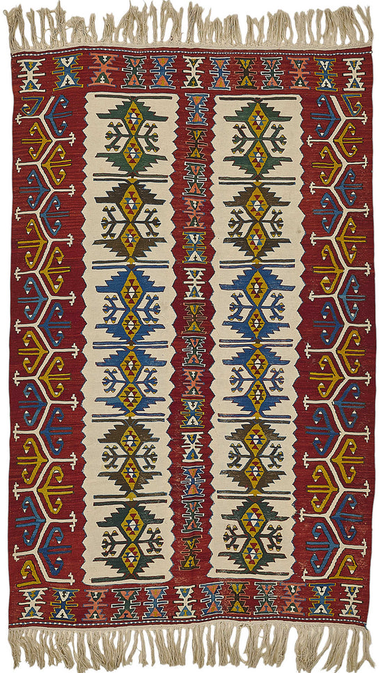 4x7 Handwoven Turkish Wool Kilim Rug - 50361