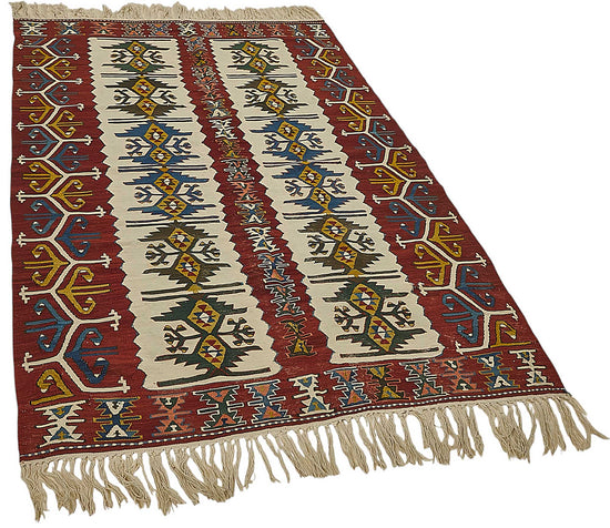 4x7 Handwoven Turkish Wool Kilim Rug - 50361
