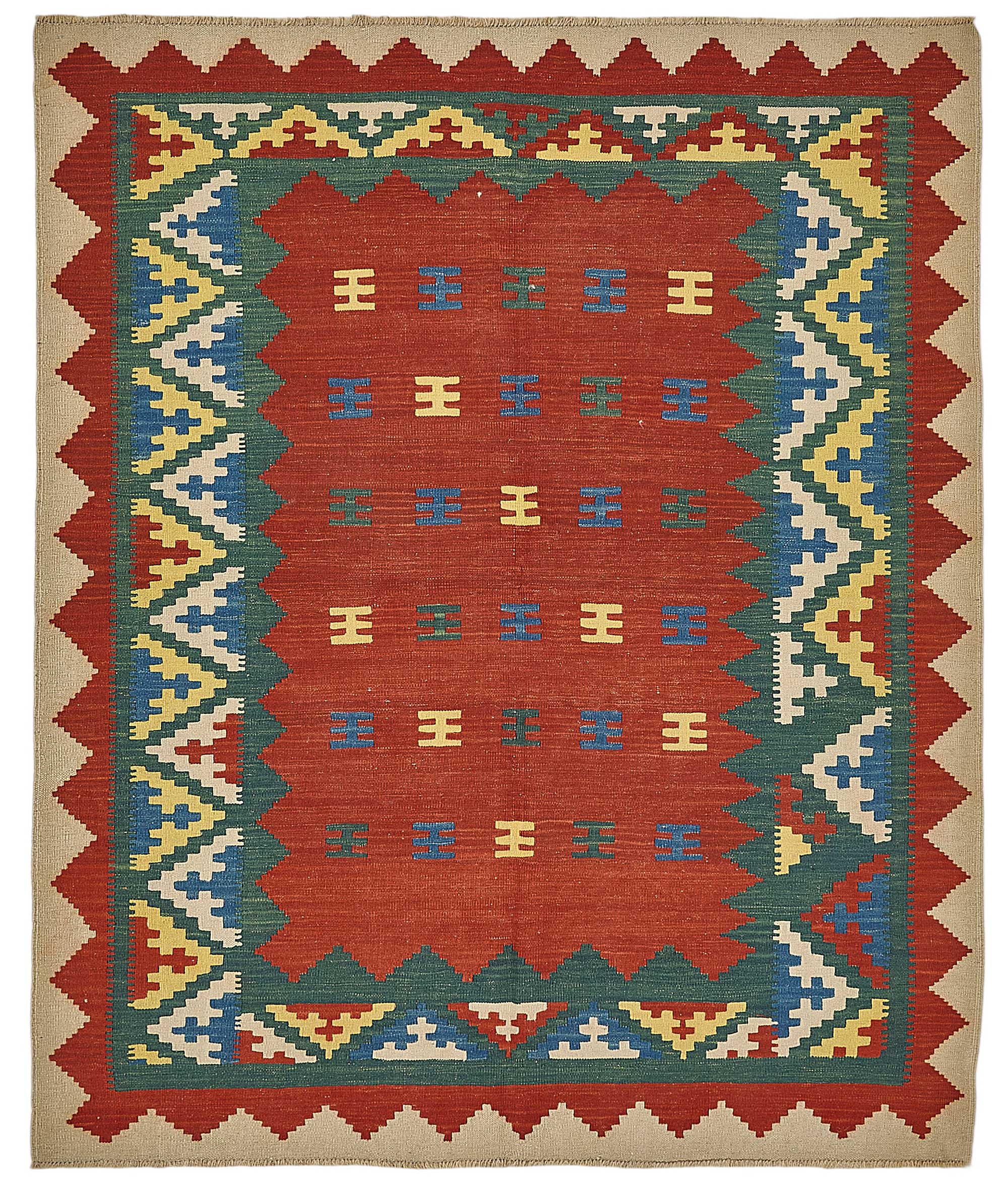 5x6 Handwoven Turkish Wool Kilim Rug - 50362