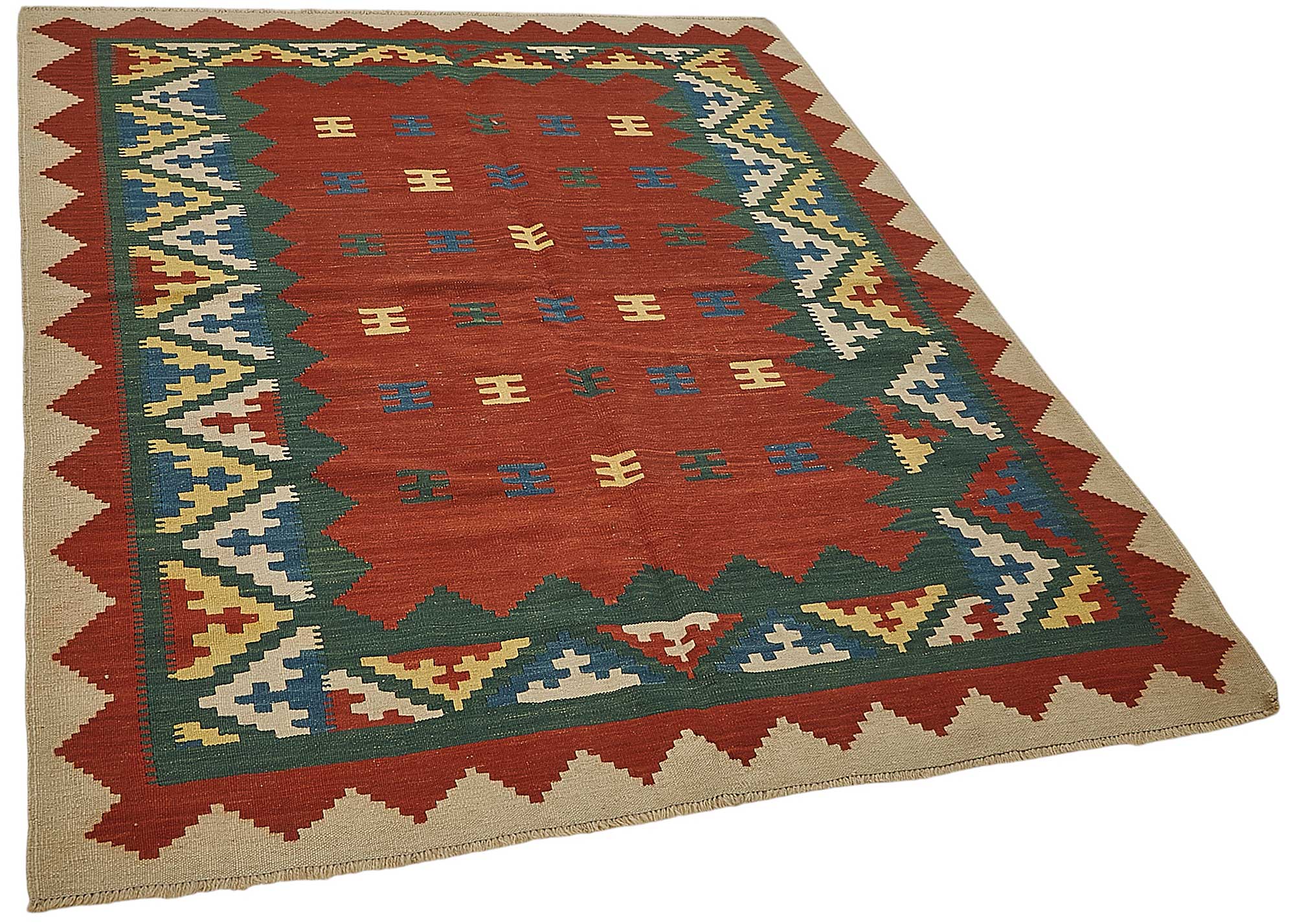 5x6 Handwoven Turkish Wool Kilim Rug - 50362