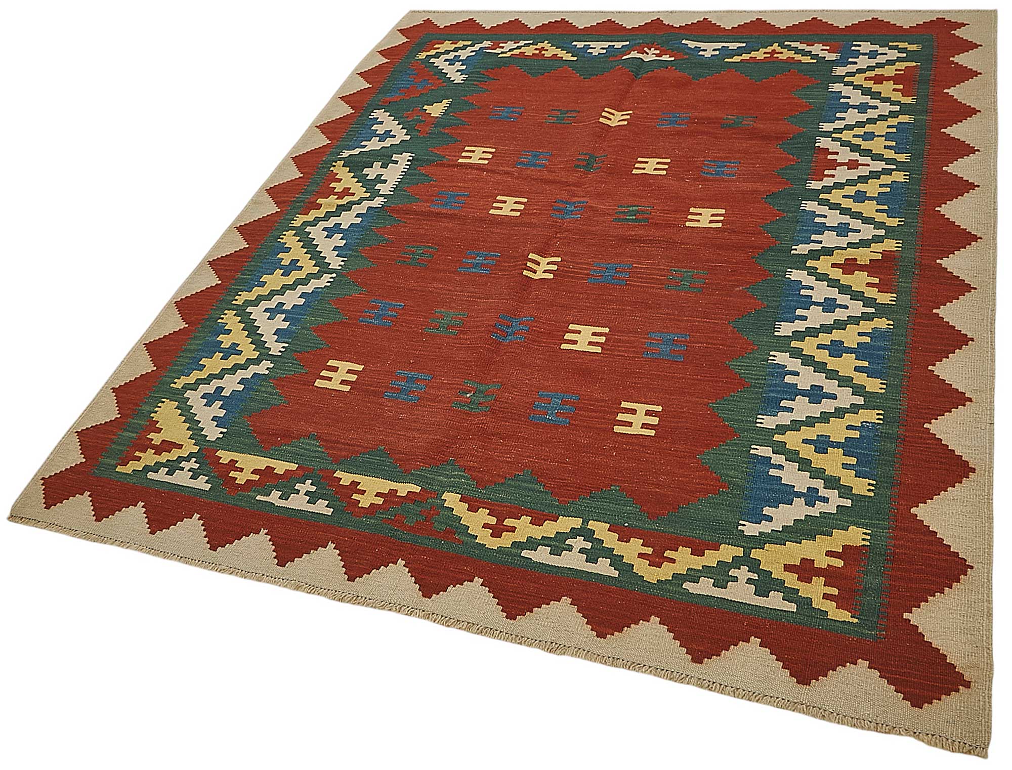 5x6 Handwoven Turkish Wool Kilim Rug - 50362